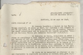 Circular N° 35, 1948 mayo 19, Santiago, [Chile] [a] Los Funcionarios del Servicio Exterior y de la Subsecretaría del Ministerio de Relaciones Exteriores