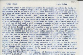 [Carta] 1944 jun. 9, uenos [i.e. Buenos] Aires, [Argentina] [a] Palma [Guillén]