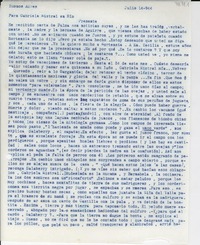 [Carta] 1944 jul. 14, Buenos Aires, [Argentina] [a] Gabriela Mistral, Rio, [Brasil]