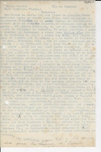 [Carta] 1945 ene. 24, Río de Janeiro, [Brasil] [a] Gabriela Mistral
