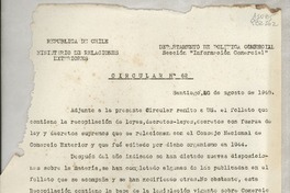 Circular N° 62, 1948 ago. 20, Santiago, [Chile] [a] Los Señores representantes diplomáticos y consulares de Chile en el exterior