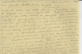 [Carta] 1946 sept. 15, Buenos Aires [a] Gabriela Mistral, Los Ángeles
