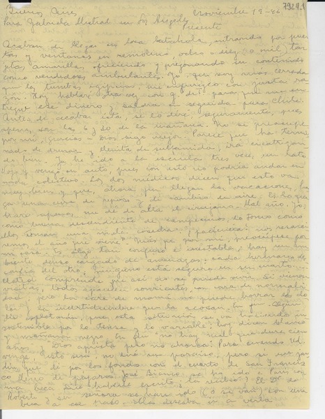 [Carta] 1946 nov. 19, Buenos Aires [a] Gabriela Mistral, Los Ángeles