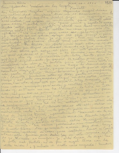 [Carta] 1946 nov. 26, Buenos Aires [a] Gabriela Mistral, Los Ángeles