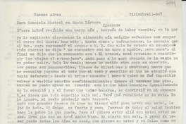 [Carta] 1947 dic. 13, Buenos Aires, [Argentina] [a] Gabriela Mistral, Santa Bárbara, [EE.UU.]