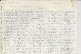 [Carta] 1949 jun. 5, Buenos Aires, [Argentina] [a] Gabriela Mistral, México