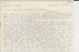 [Carta] 1949 nov. 12, Buenos Aires, [Argentina] [a] Gabriela Mistral, México