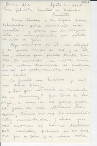[Carta] 1950 ago. 9, Buenos Aires, [Argentina] [a] Gabriela Mistral, México