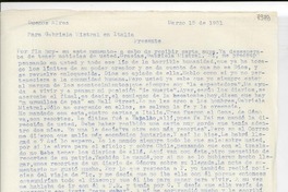 [Carta] 1951 mar. 15, Buenos Aires [a] Gabriela Mistral, Italia