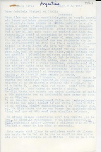 [Carta] 1952 mayo 9, Buenos Aires, [Argentina] [a] Gabriela Mistral, Italia