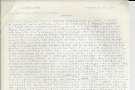 [Carta] 1952 oct. 16, Buenos Aires, [Argentina] [a] Gabriela Mistral, Italia