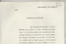 Circular N° 79, 1950, Santiago [a] los señores Consules de Profesión de Chile en el exterior