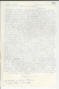[Carta] 1951 sept. 14, Buenos Aires [a] Gabriela Mistral, Italia