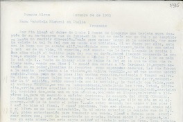 [Carta] 1951 oct. 24, Buenos Aires [a] Gabriela Mistral, Italia