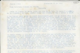 [Carta] 1951 dic. 29, Buenos Aires [a] Gabriela Mistral, Italia