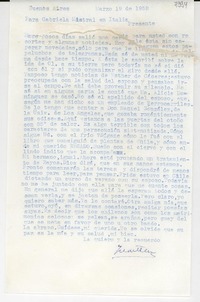 [Carta] 1952 mar. 19, Buenos Aires [a] Gabriela Mistral, Italia