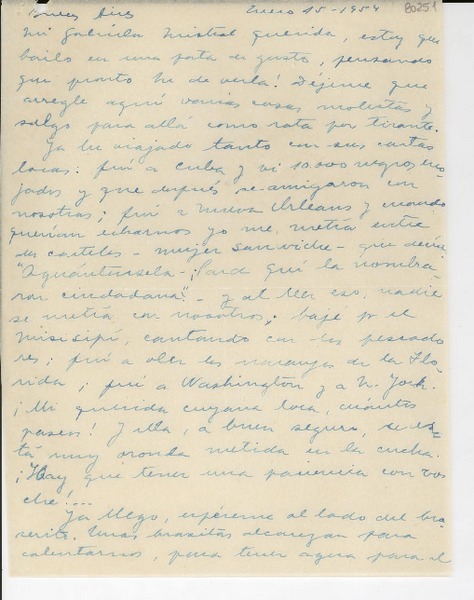 [Carta] 1954 ene. 15, Buenos Aires [a] Gabriela Mistral, Nueva York