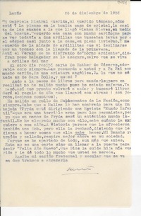 [Carta] 1955 dic. 26, Lanús, [Argentina] [a] Gabriela Mistral