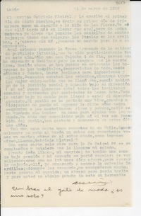[Carta] 1956 mar. 1, Lanús, [Argentina] [a] Gabriela Mistral