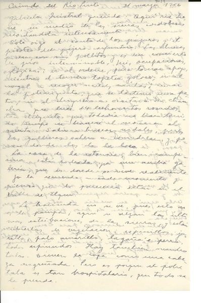 [Carta] 1956 mar. 21, Cañada del Río Pinto, [Argentina] [a] Gabriela Mistral