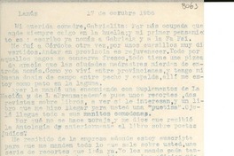 [Carta] 1956 oct. 17, Lanús, [Argentina] [a] Gabriela Mistral