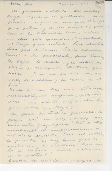 [Carta] 1954 nov. 26, Buenos Aires [a] Gabriela Mistral