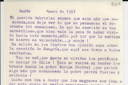 [Carta] 1957 ene., Lanús, [Argentina] [a] Gabriela [Mistral]