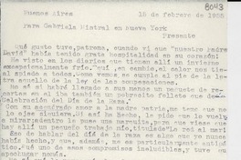 [Carta] 1955 feb. 15, Buenos Aires [a] Gabriela Mistral, Nueva York