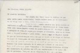 [Carta] 1950 abr. 13, Río Piedras, [Puerto Rico] [a] Gabriela Mistral