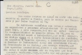 [Carta] 1951 mayo 7, Río Piedras, Puerto Rico [a] Gabriela Mistral