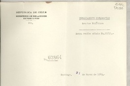 [Memorandum] N° 02864, 1949 mar. 21, Santiago, [Chile] [al] Señor Cónsul de Chile, Veracruz, [México]