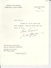 [Carta] 1952 giugno 5, Roma, [Italia] [a] Gabriela Mistral, Napoli, [Italia]