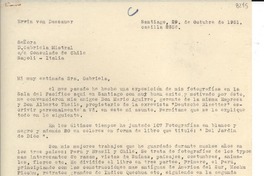 [Carta] 1951 oct. 29, Santiago [a] Gabriela Mistral, Nápoles, Italia