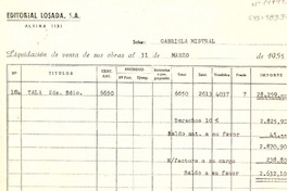 [Recibo] 1955 mar. 31, [Argentina?] [a] Gabriela Mistral