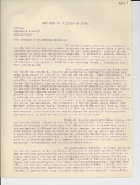 [Carta] 1946 jul. 25, Santiago [a] Gabriela Mistral, Los Ángeles