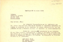 [Carta] 1956 mar. 22, Santiago, [Chile] [a] Editorial Losada, Buenos Aires, [Argentina]