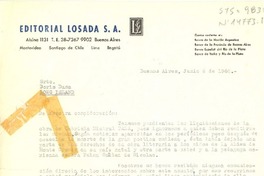 [Carta] 1960 jun. 8, Buenos Aires, [Argentina] [a] Doris Dana, Roslyn Harbor, New York, (U.S.A.)