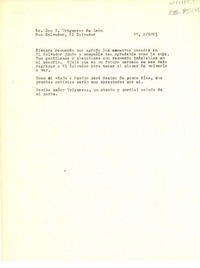 [Carta] 1963 sep. 2, Nueva York, [Estados Unidos] [a] N. Trigueros de León, San Salvador, El Salvador