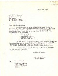 [Carta] 1950 mar. 29, Hotel México, Jalapa, Veracruz, México [a] rev. Raban Hathorn, associate editor, The Grail, St. Meinrad, Indiana, [Estados Unidos]