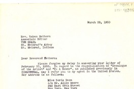 [Carta] 1950 mar. 29, Hotel México, Jalapa, Veracruz, México [a] rev. Raban Hathorn, associate editor, The Grail, St. Meinrad, Indiana, [Estados Unidos]