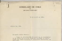 Oficio N° 284, 1933 abr. 19, San Juan, Puerto Rico [a la] Srta. Lucila Godoy, Cónsul de Chile en Madrid