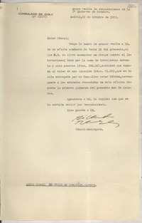[Oficio] N° 21221, 1935 oct. 22, Madrid, [España] [al] Señor Cónsul de Chile en Comisión, Lisboa, [Portugal]