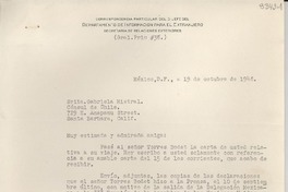 [Carta] 1948 oct. 19, México D. F. [a] Gabriela Mistral, Santa Barbara, California, [EE.UU.]