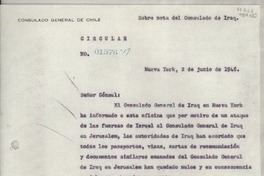 Circular N° 01576-17, 1948 jun. 2, Nueva York, [EE.UU.] [a los] [Señores Cónsules de Chile en EE.UU. y Puerto Rico]