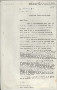 Circular N° 01863-20, 1948 jun. 28, Nueva York, [EE.UU.] [al] Señor Cónsul de Chile, Santa Bárbara, Calif., [EE.UU.]