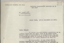 Circular N° 3886-56, 1947 dic. 19, Nueva York, [Estados Unidos] [al] señor Cónsul de Chile, Santa Bárbara