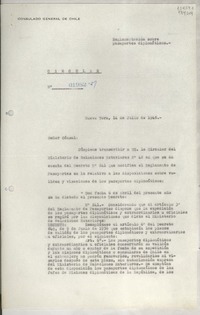 Circular N° 01982-27, 1948 jul. 14, Nueva York, [EE.UU.] [a los] [Señores Cónsules de Chile en EE.UU. y Puerto Rico]