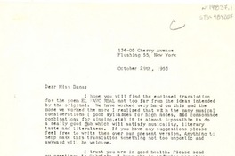 [Carta] 1953 oct. 17, New York, [Estados Unidos] [a] Doris Dana, Long Island, [Estados unidos]