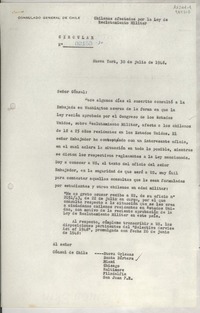 Circular N° 02153-30, 1948 jul. 30, Nueva York, [EE.UU.] [a los] [Señores Cónsules de Chile en EE.UU. y Puerto Rico]