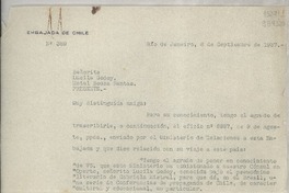 [Circular] N° 389, 1937 sept. 8, Río de Janeiro, [Brasil] [a] Señorita Lucila Godoy, Hotel Souza Dantas